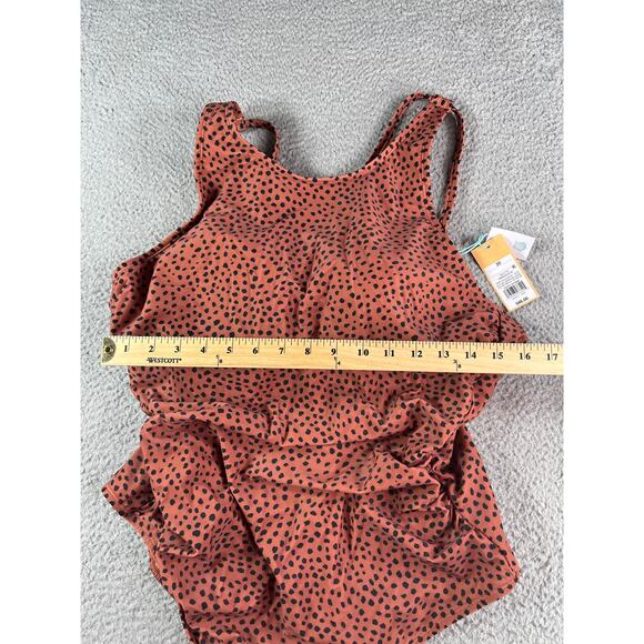 Kona Sol Swimsuit Women 20 (2XL) Brown Leopard High Neck Crisscross Back NWT - Picture 4 of 10
